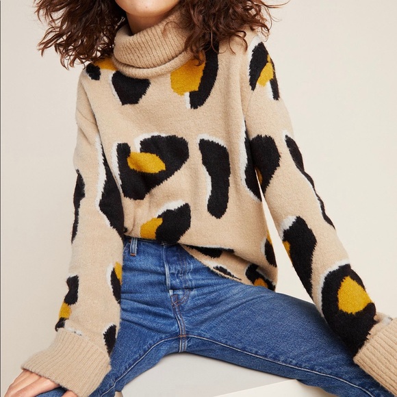 Moth Georgia Leopard Turtleneck Sweater 